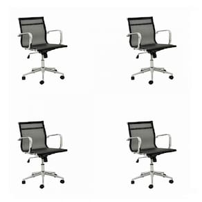Conjunto 4 Cadeiras de Escritório com Rodízios Office Sevilha Rivatti Móveis Preto