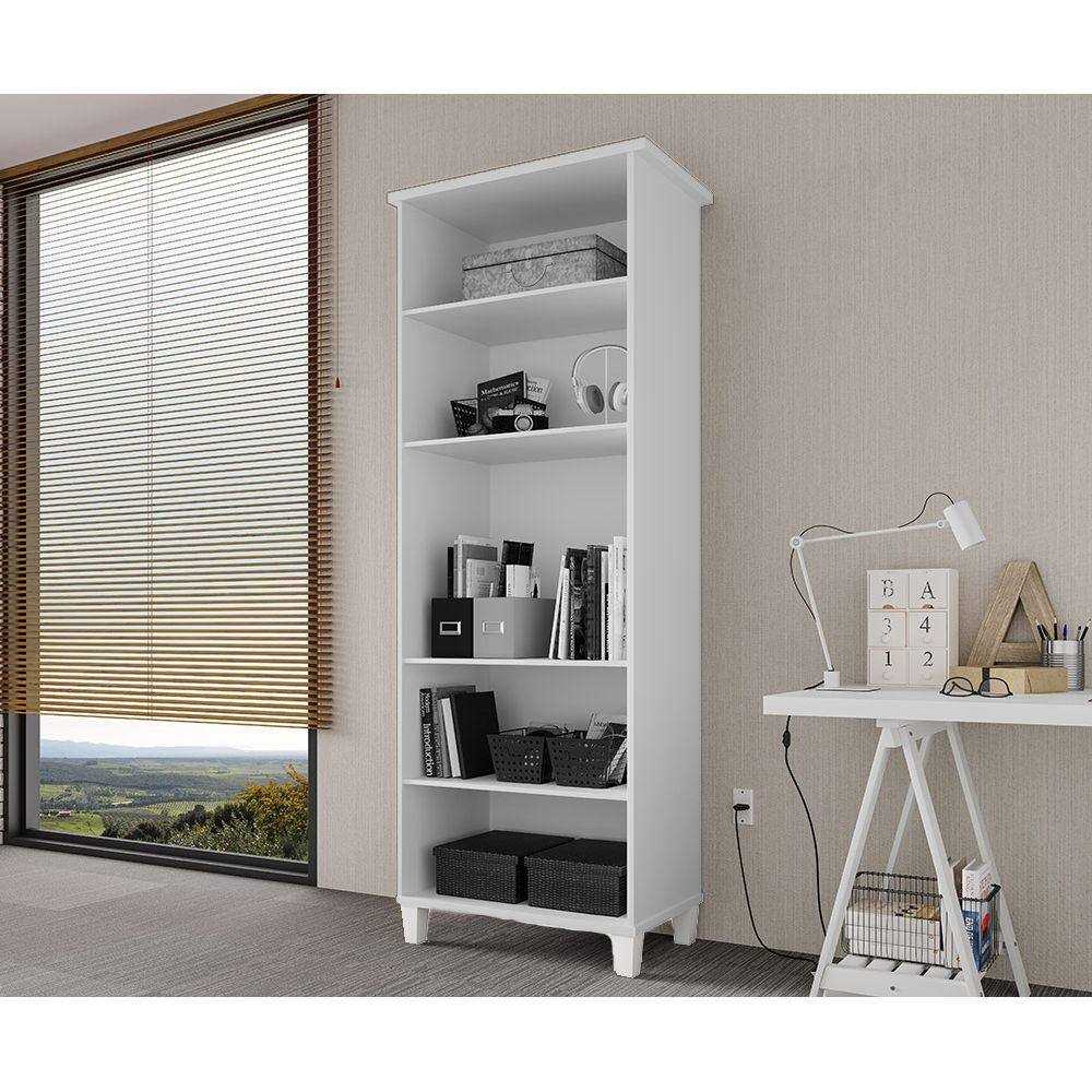 Armário Organizador Multiuso com Prateleiras Library Branco - Luapa