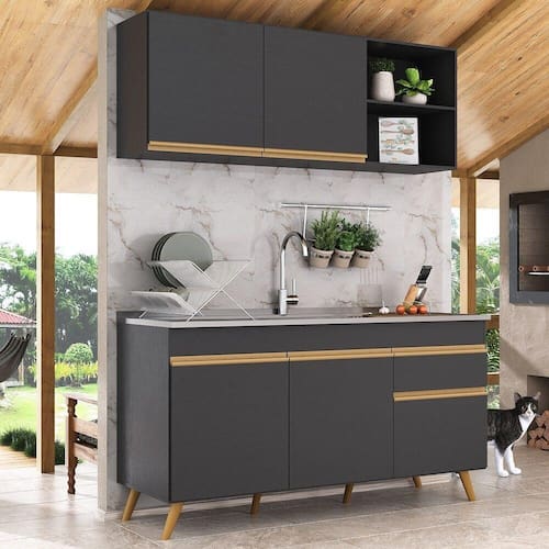 imagem-Armário de Cozinha Compacta Veneza Multimóveis MP2142.130 Preto