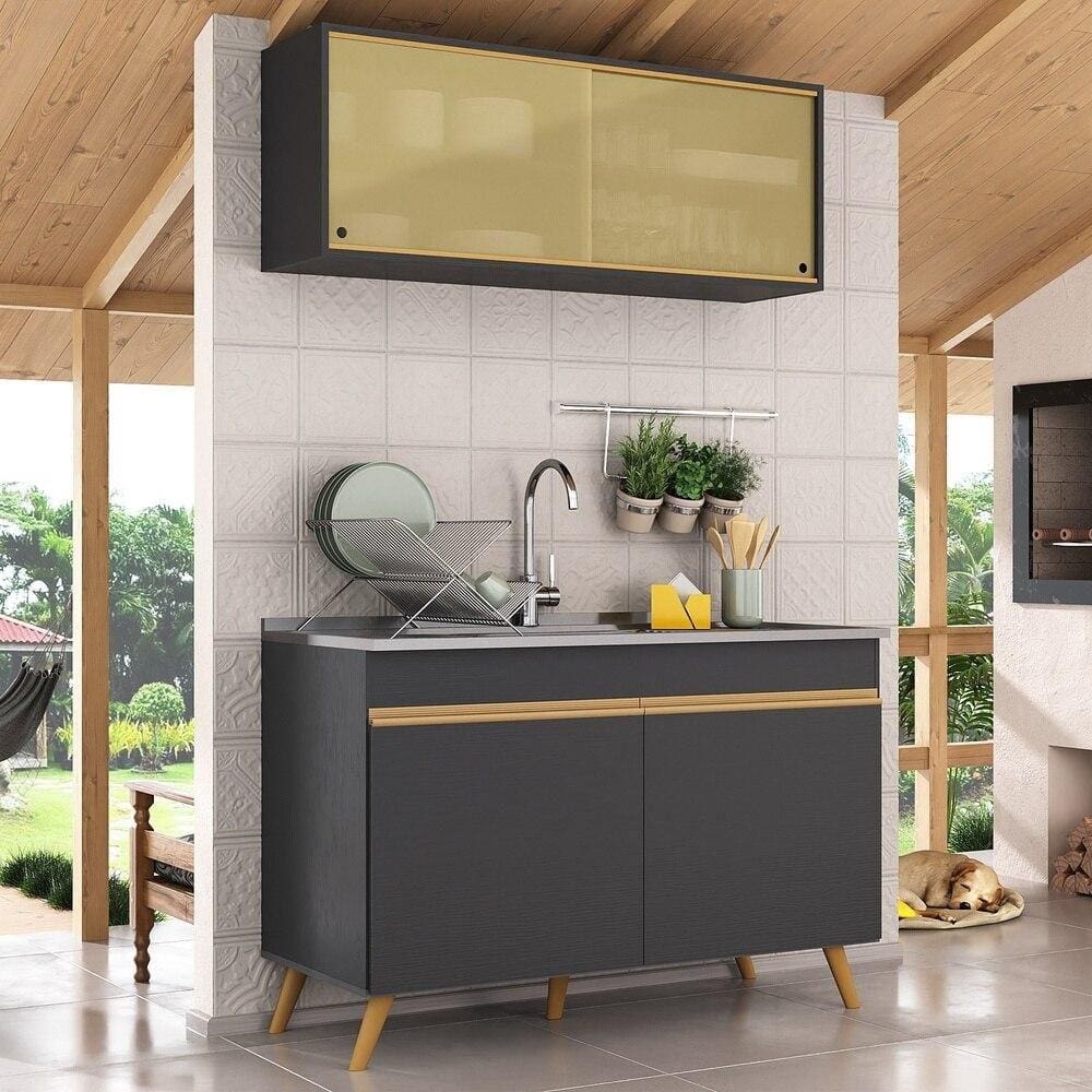 Armário de Compacta 2 peças Veneza Multimóveis MP2140.130 Preto