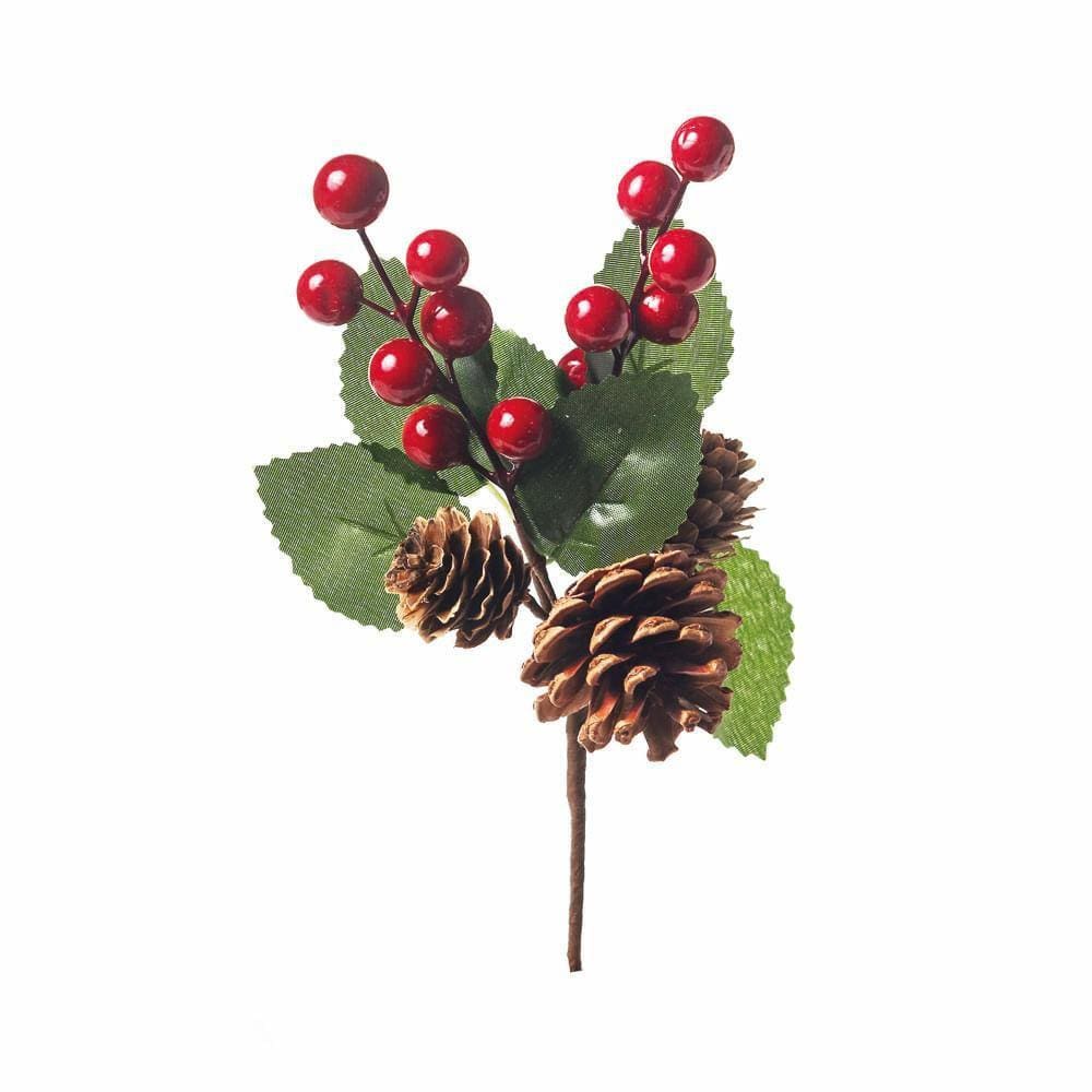 Pick Galho Natalino C/folh/frut Verm 1un 20x10x5cm 1591571