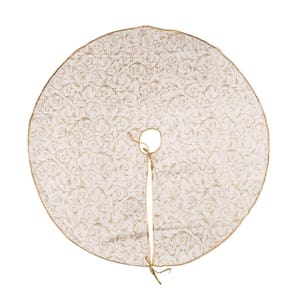 Saia De Árvore De Natal Desenho Arabesco Ouro 100cm 1351149