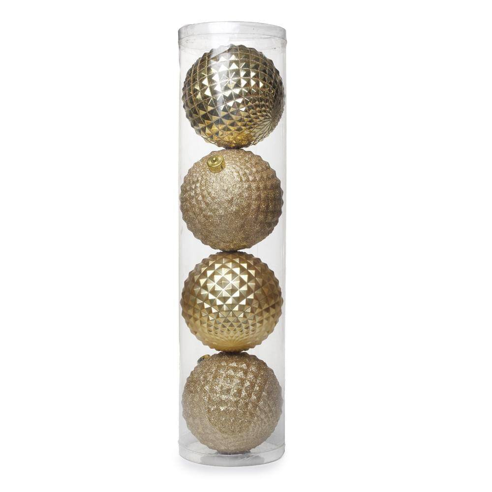 Jogo C/4 Peças Bolas Trabalhada Spikes Ouro 15cm 1712657