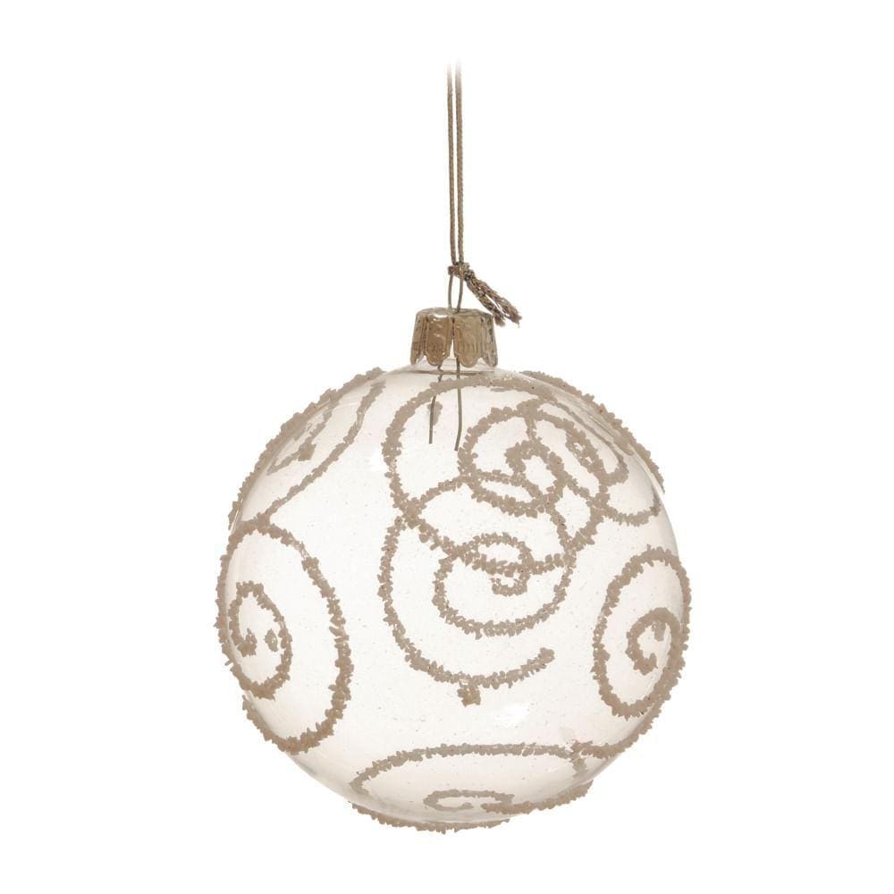 Jogo C/4 Peças Bolas Vidro Transparente Arabesco 8cm 1211410