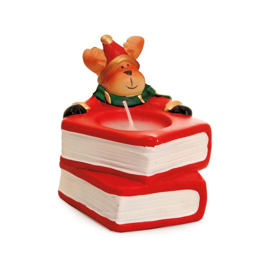 Vela Natalina Livro Com Rena Vermelha 5x5x5cm 1211739