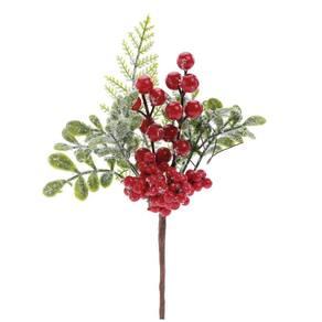 Pick Natalino Nevado C/folh/frut Verm 1un 26x15x5cm 1113284