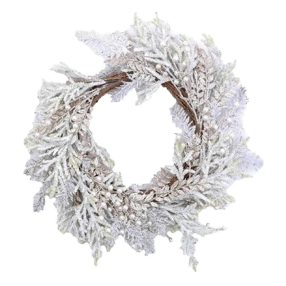 Guirlanda Branca Folhas E Frutas 60cm 1103226
