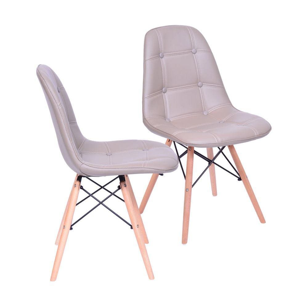 Kit 2 Cadeiras Estofada Botonnes OR Design Cinza