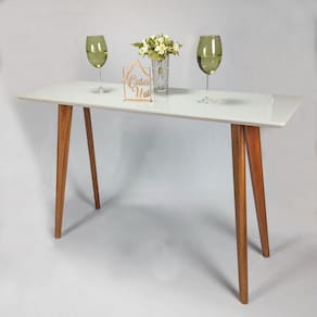 Aparador com Vidro 120x40cm Slim Casa Uai Off White