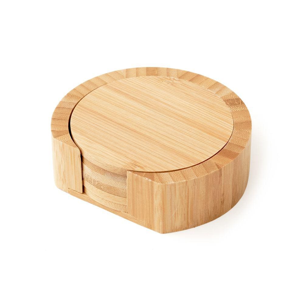 Jogo De Porta Copos Redondo Em Bambu 6Pcs - Oikos