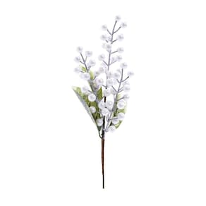 Pick Natalino C/folhas/flores Brancas 1un 34x10x4cm 1101840