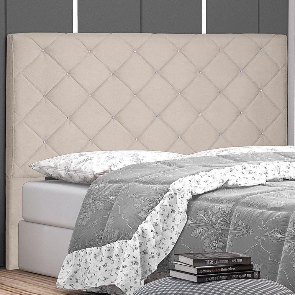Cabeceira King Size 195cm em Suede Tânia Spezzia Bege