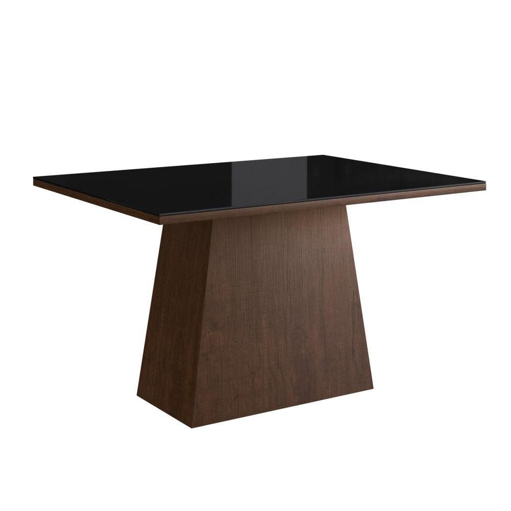 Mesa para Sala de Jantar 120x90cm com Vidro Lapidado Móveis Zamarchi Marrom/Preto