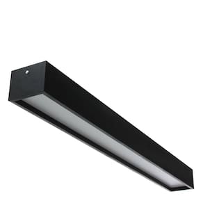 Plafon Madeira Wood Retângular Preto 60X10Cm - 1 Ou 2 Luzes