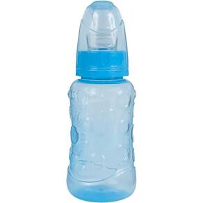 Mamadeira Bebê Bico Silicone Anatômico 210mL +6 Meses Tampa Antivazamento Graduado Azul BabyGo