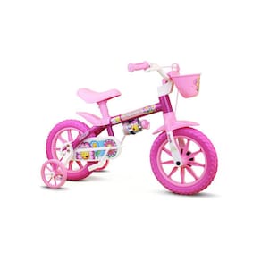 Bicicleta Nathor Aro 12 Flower Rosa/Branco C/Cesta