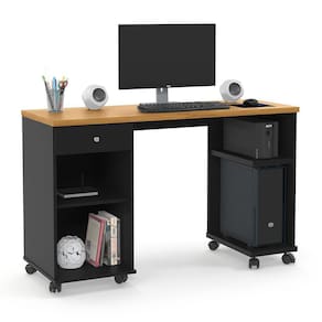 Mesa Computador 1 Porta 8 Rodízios Million Preto Ac/Cinamomo