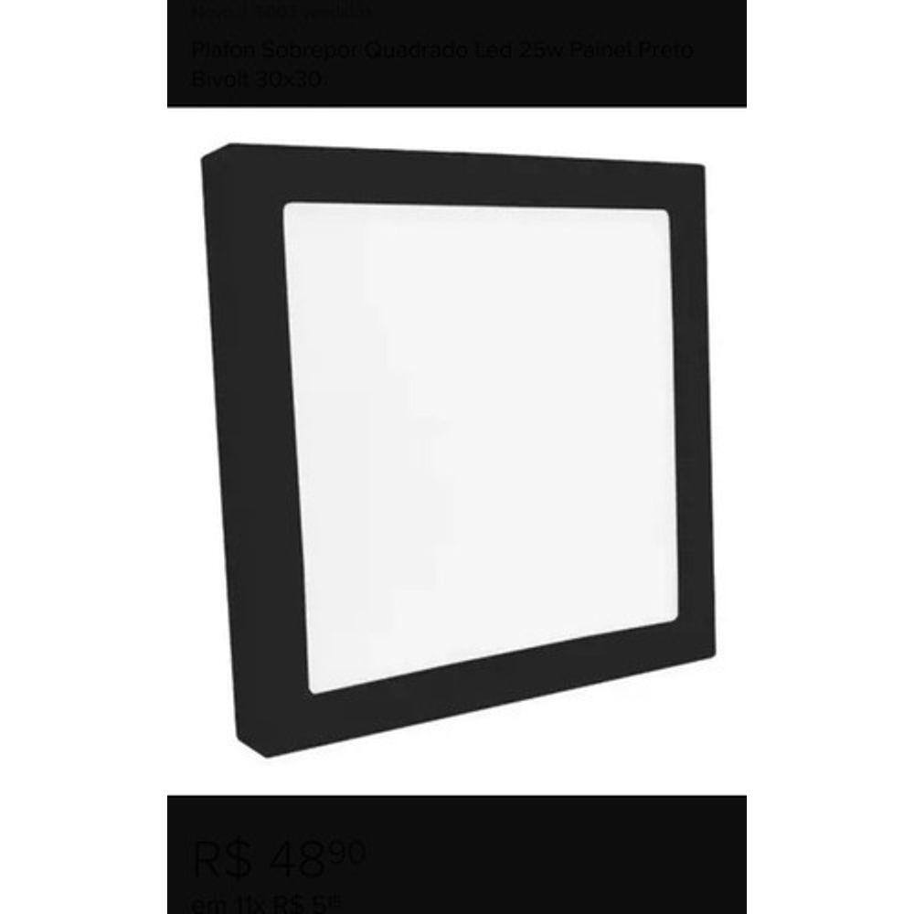 Paflon De Sobrepor Preto 24w Sobrepor 6500k