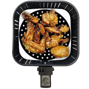 Protetor de Silicone Fritadeira Air Fryer Tapete Silicone Universal Antiaderente 20 CM Redondo Preto