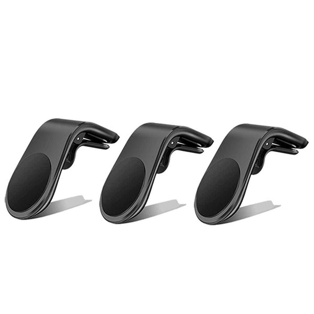 Kit 3 Suporte Adaptador Magnético Veicular Universal Clip Car Holder Para Painel De Carro Tipo L - Preto