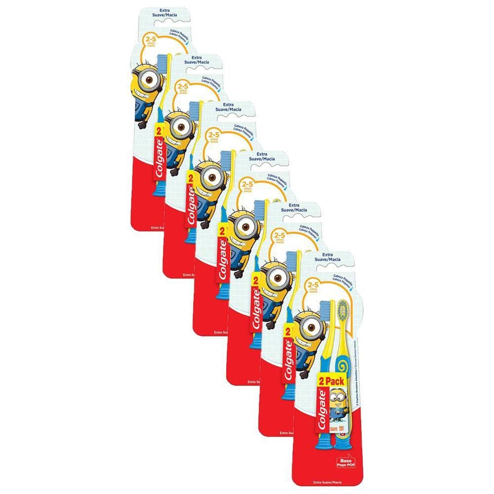 Kit 6 Escovas Dental Colgate Minions 2 - 5 anos com 2 unidades