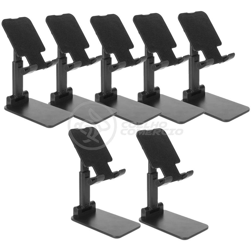Kit 7 Suporte de Mesa Universal para Celular Apoio Ajustável Articulado Smartphone Compacto Portátil