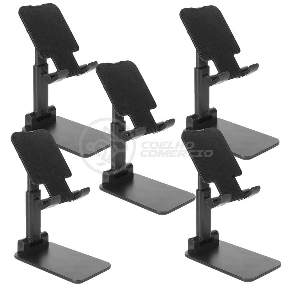 Kit 5 Suporte de Mesa Universal para Celular Apoio Ajustável Articulado Smartphone Compacto Portátil