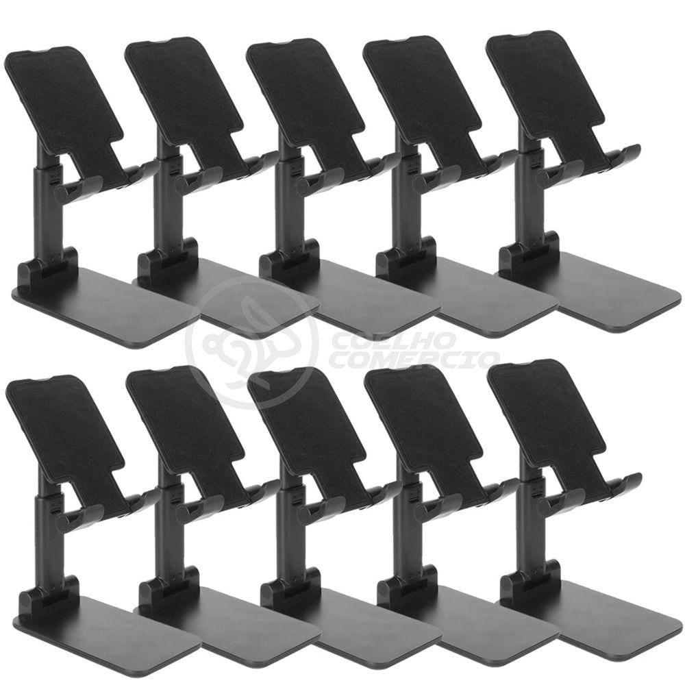 Kit 10 Suporte de Mesa Universal para Celular Apoio Ajustável Articulado Smartphone Compacto Portátil