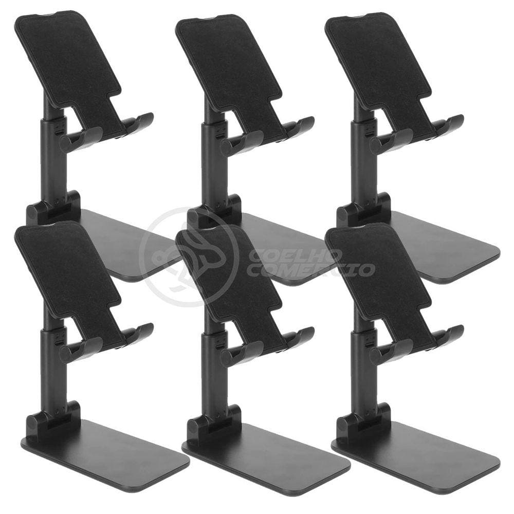 Kit 6 Suporte de Mesa Universal para Celular Apoio Ajustável Articulado Smartphone Compacto Portátil