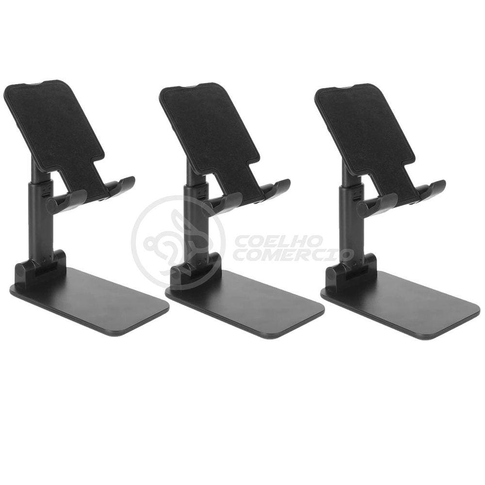 Kit 3 Suporte de Mesa Universal para Celular Apoio Ajustável Articulado Smartphone Compacto Portátil