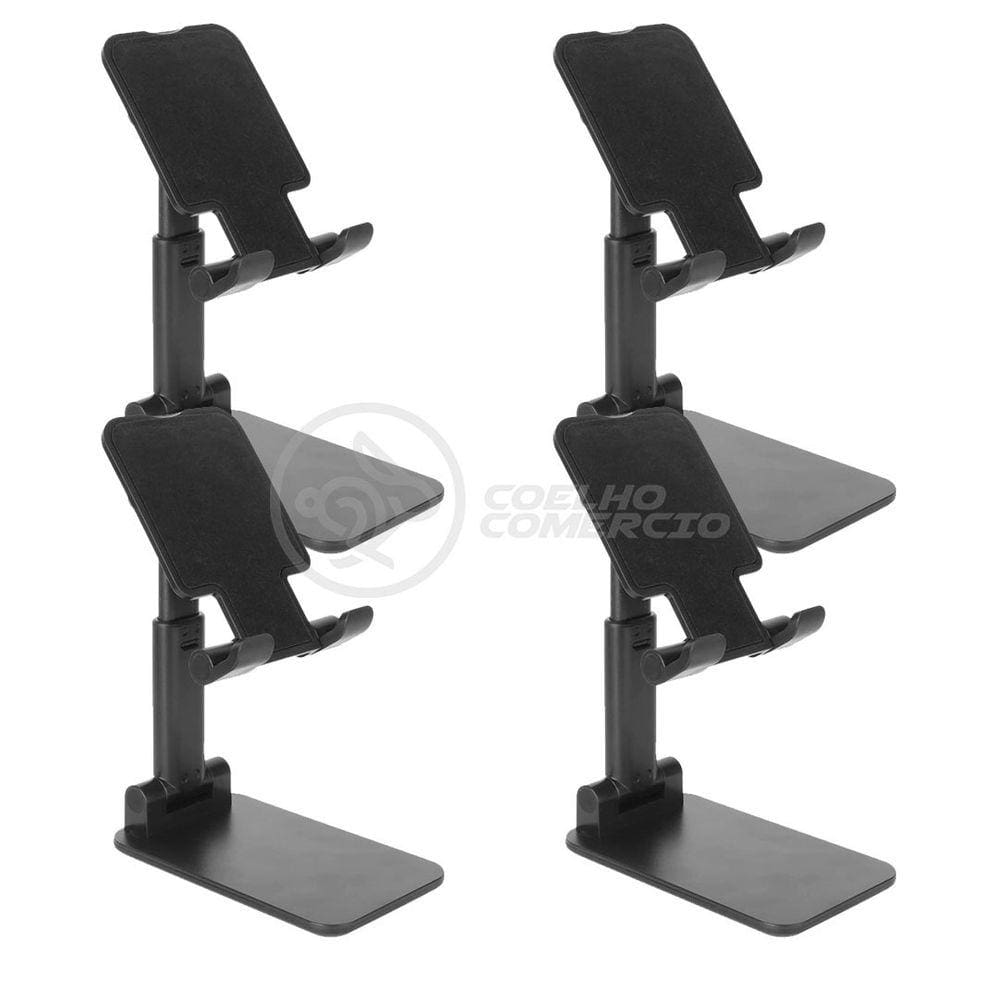 Kit 4 Suporte de Mesa Universal para Celular Apoio Ajustável Articulado Smartphone Compacto Portátil