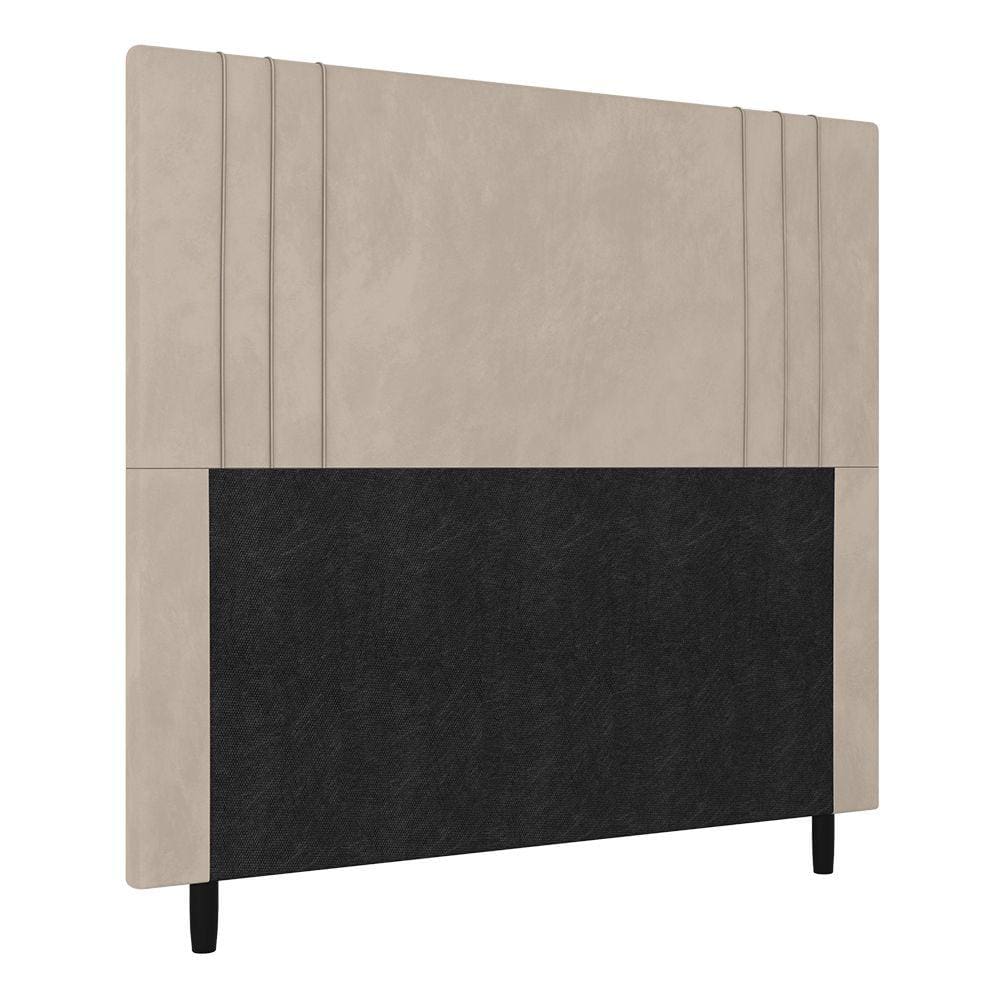 Cabeceira Queen 160cm Ferrara Veludo Bege Com Frame Italian Flex