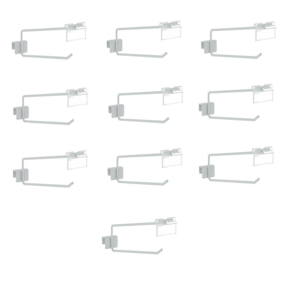 Gancheira Simples Amapa Com Porta Etiqueta 25Cm Branco Kit50