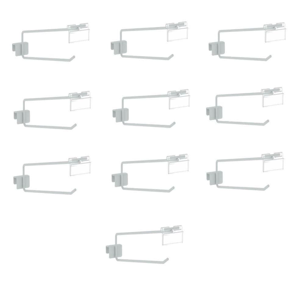 Gancheira Simples Amapa Com Porta Etiqueta 30cm Branco KIT50