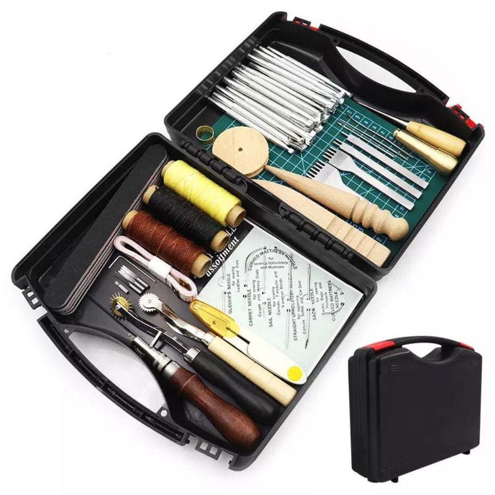 Kit Ferramentas Trabalho couro Groove Cinzel Costura Maleta