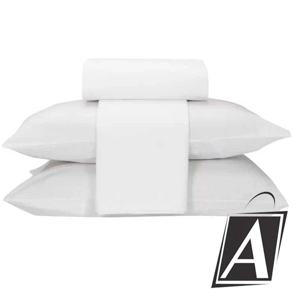 Jogo de Cama Queen Teka 100% Algodão 150 Fios Branco 4 Peças