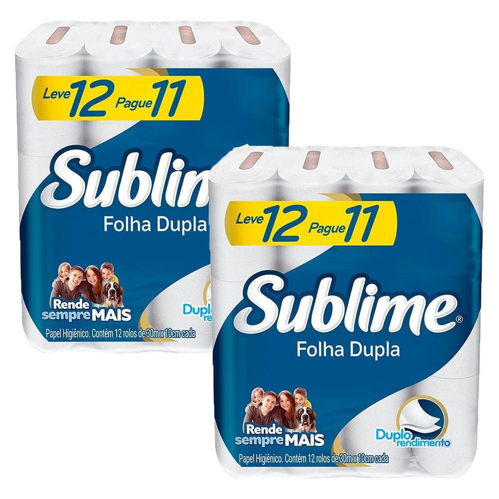 Kit 2 Papel Higiênico Sublime Folha Dupla com 12 rolos cada