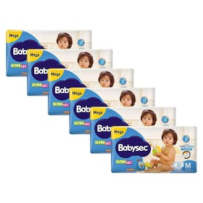 Kit 6 Fraldas Babysec Galinha Pintadinha Ultrasec Mega Tamanho M 38 unidades cada