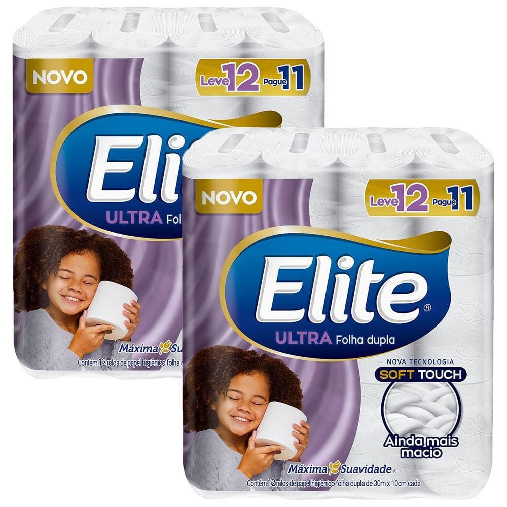 Kit 2 Papel Higiênico Elite Ultra Folha Dupla com 12 rolos cada