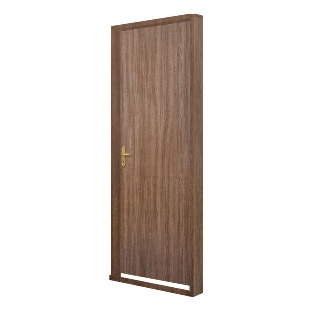 Kit Porta de Madeira Marromamínica Colmeia Batente de Alumínio 3,6cm Frisada 212x65cm Mantiqueira MGM Carvalho Quebec
