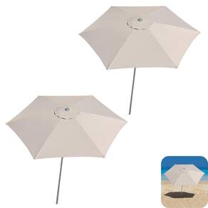 Kit 2 Ombrelone Guarda Sol 2,4m Sombreiro Alumínio Malibu Jardim Praia Piscina Camping Bege - Tobee