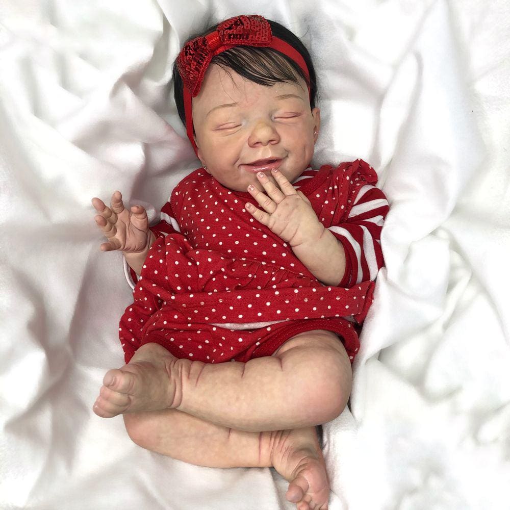 Bebê Reborn Menina Dormindo Realista Cabelo Fio A Fio Feito A Mão