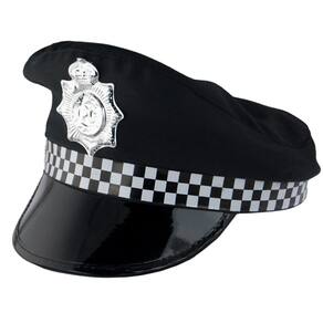 Fantasia Acessório Quepe Chapéu Policial Preto Festas