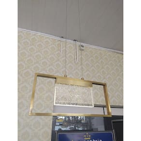 Pendente Led Bolhas Dourado Retangular Moderno