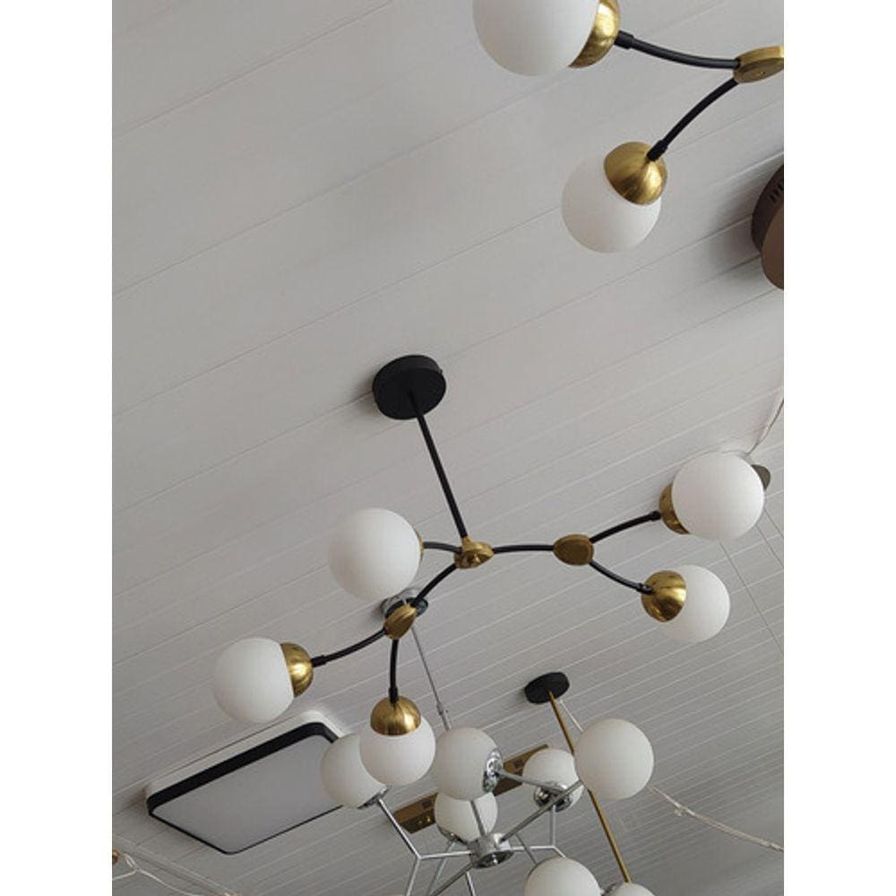 Pendente Preto E Dourado Bolas Brancas