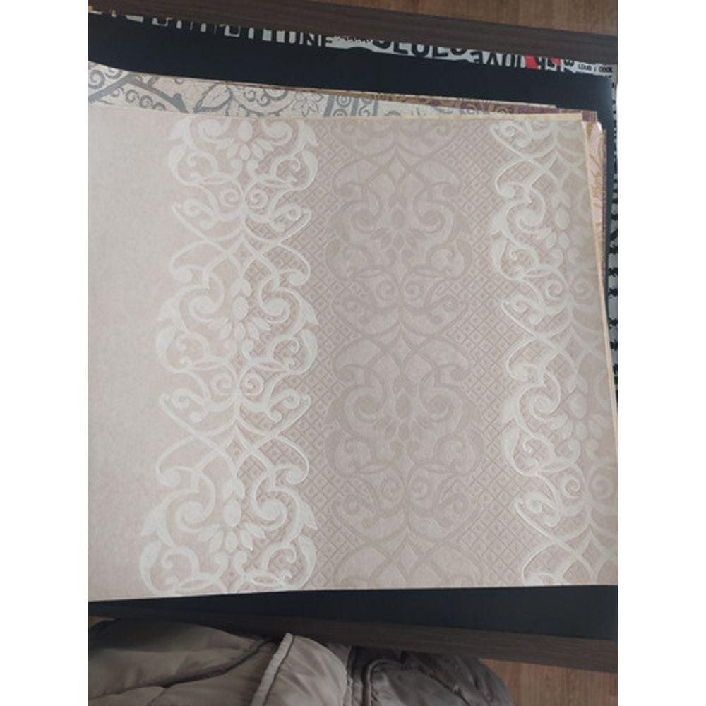 Papel De Parede Lavável Arabesco Bege
