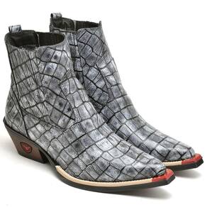 Bota Country Masculina Couro Bico Fino Cano Curto Conforto