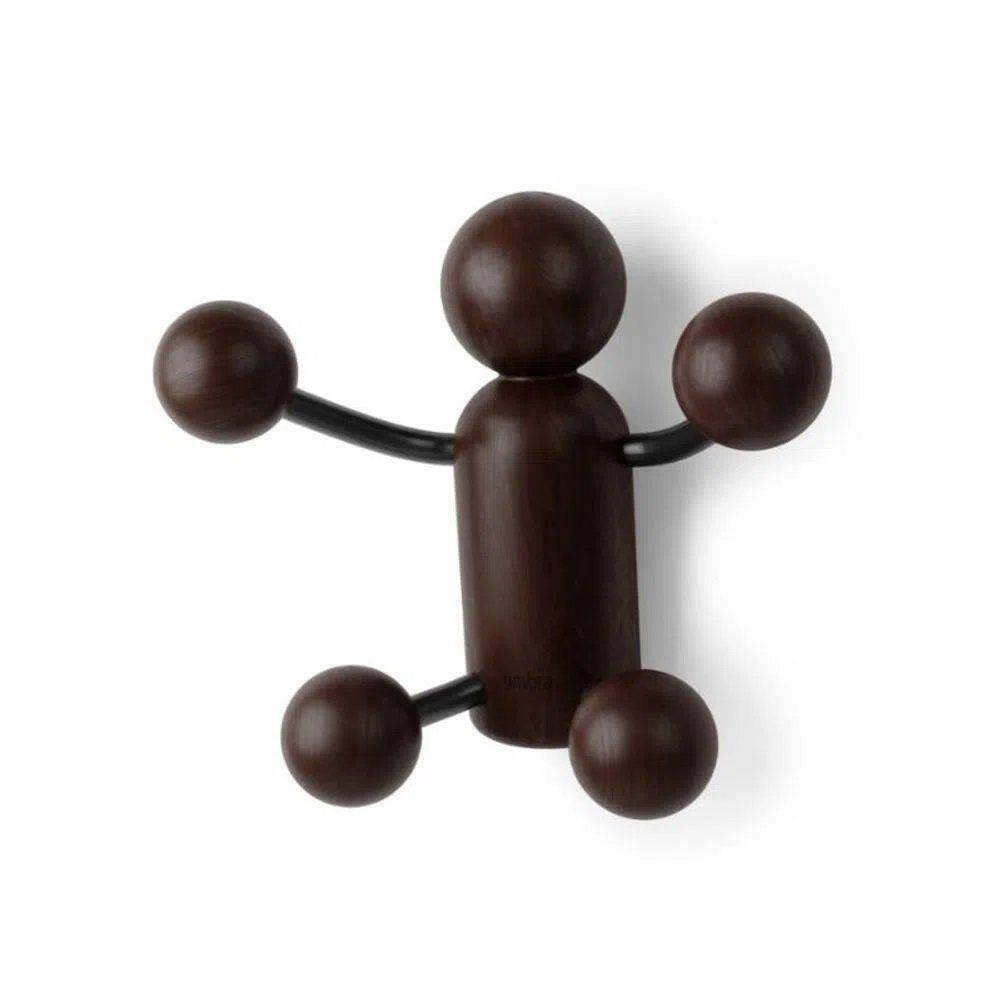 Cabideiro / Gancho de Parede Woody Umbra Design Preto/Noz