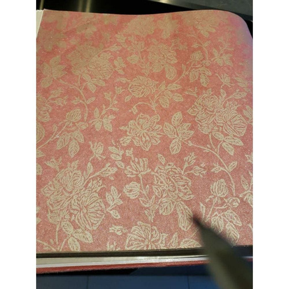 Papel De Parede Floral Vermelho e Dourado Lavável