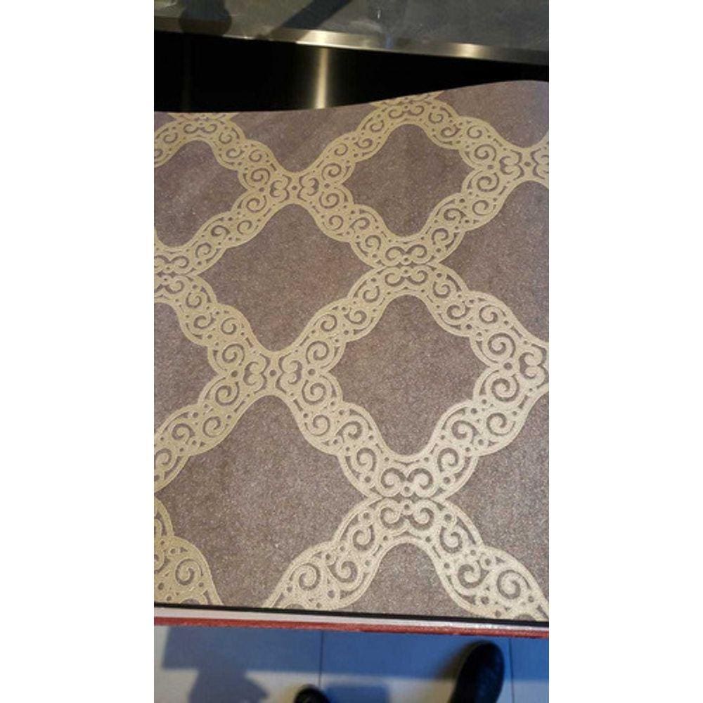 Papel De Parede Lavável Marrom Com Arabesco Dourado